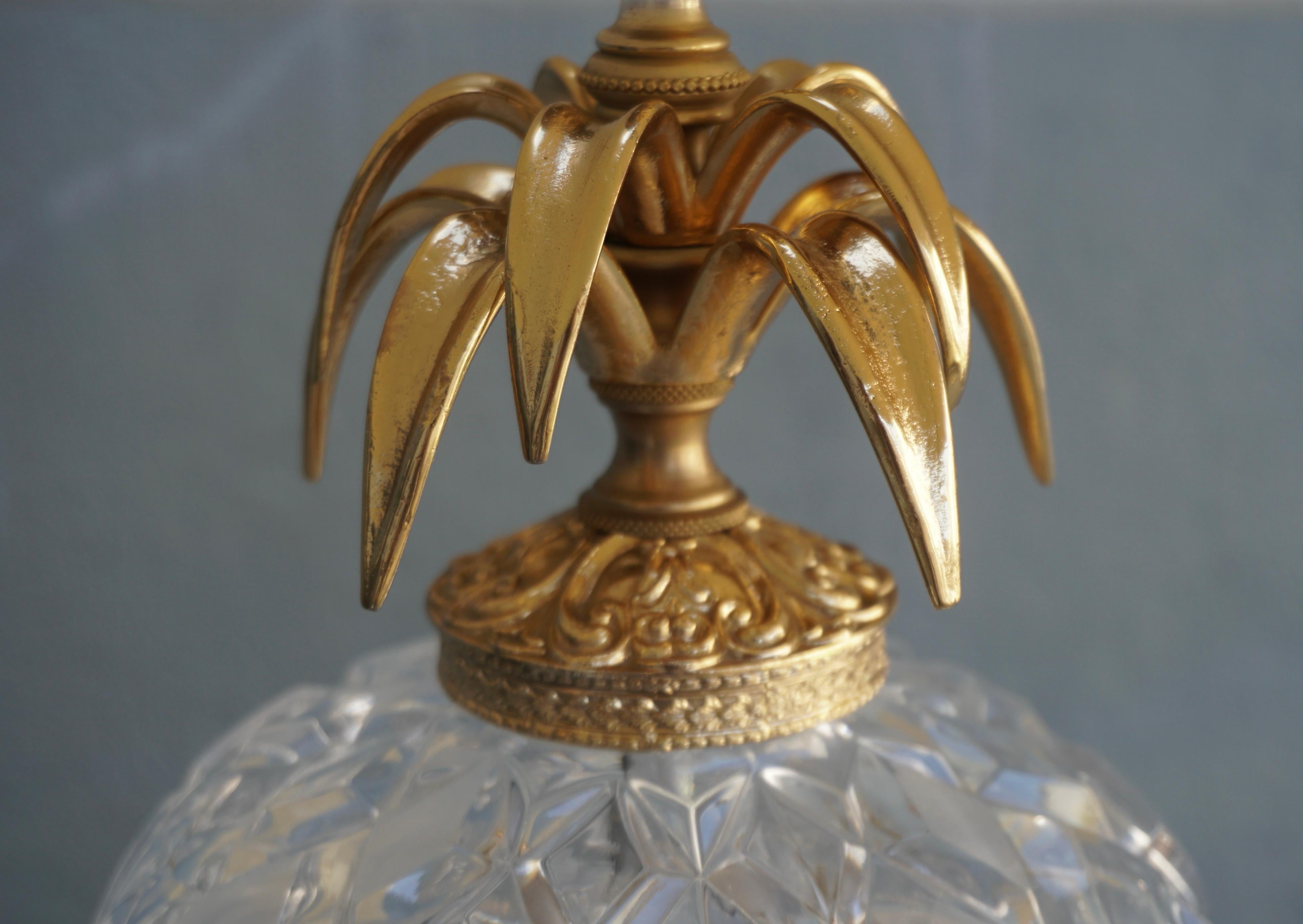 20th Century Cut Glass Pineapple Table Lamp For Sale