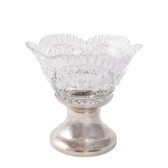 Cut-Glass Punch Bowl on 800 Sterling Silver Base