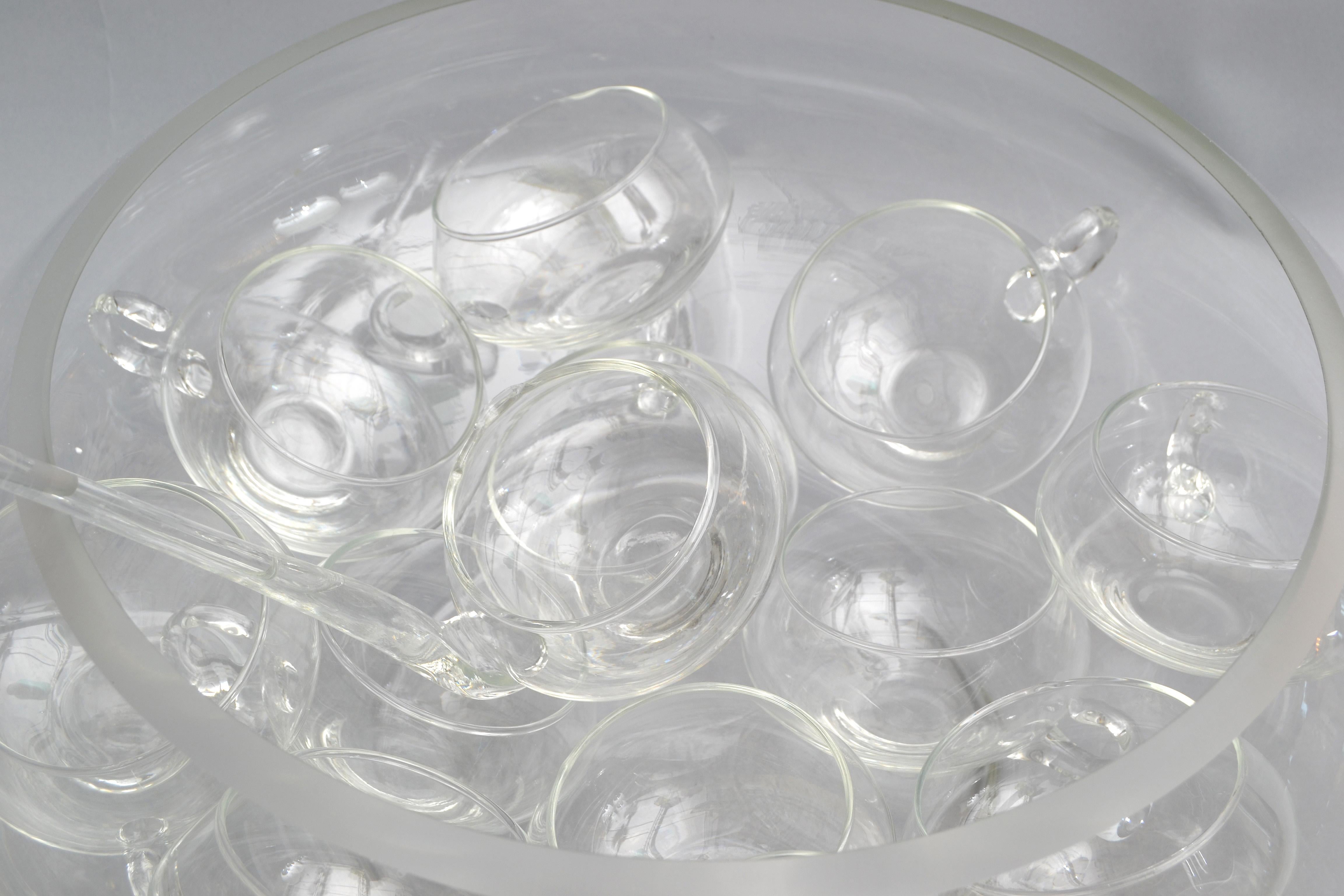 Italienische mundgeblasene Glasschale im Art déco-Stil im Art déco-Stil, 14er-Set  (Moderne der Mitte des Jahrhunderts) im Angebot