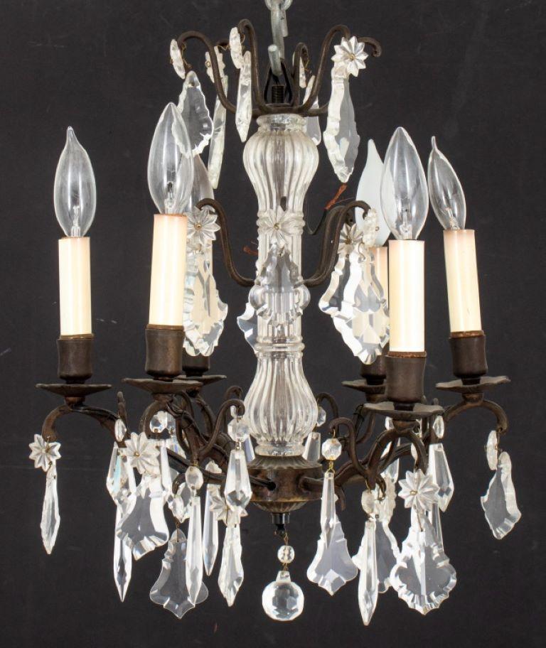 Cut Glass Six Arm Candlestick Style Chandelier For Sale 2