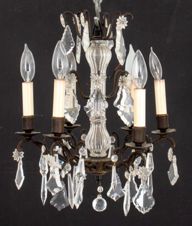 Cut Glass Six Arm Candlestick Style Chandelier For Sale 3