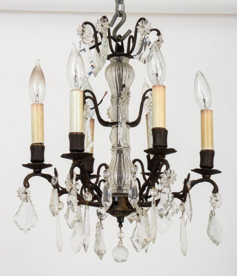 Cut Glass Six Arm Candlestick Style Chandelier For Sale 4