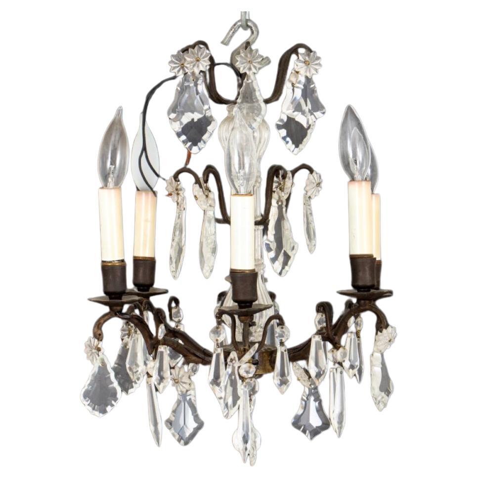 Cut Glass Six Arm Candlestick Style Chandelier For Sale
