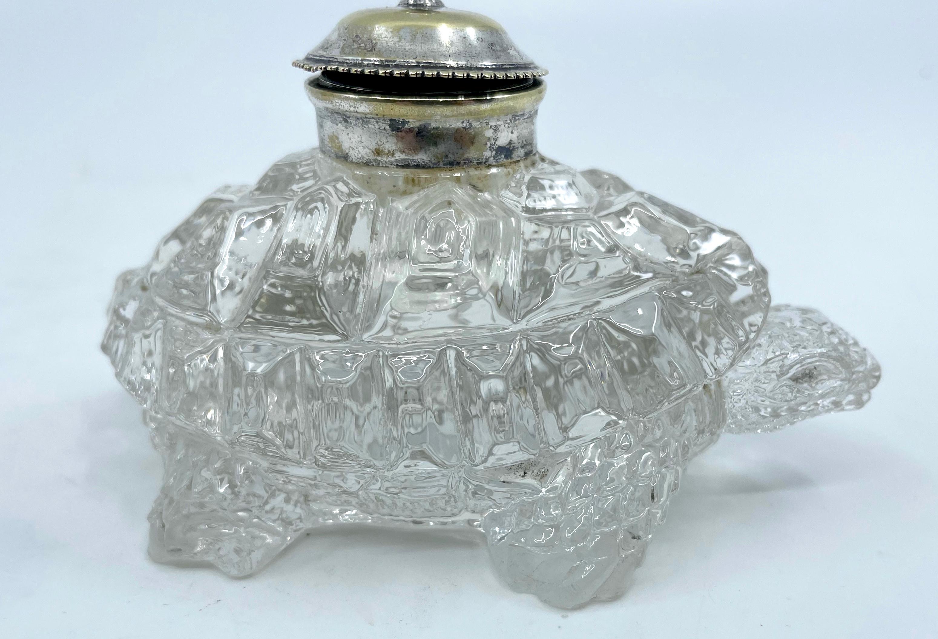 19th Century Cut Glass Tortoise Inkwell For Sale