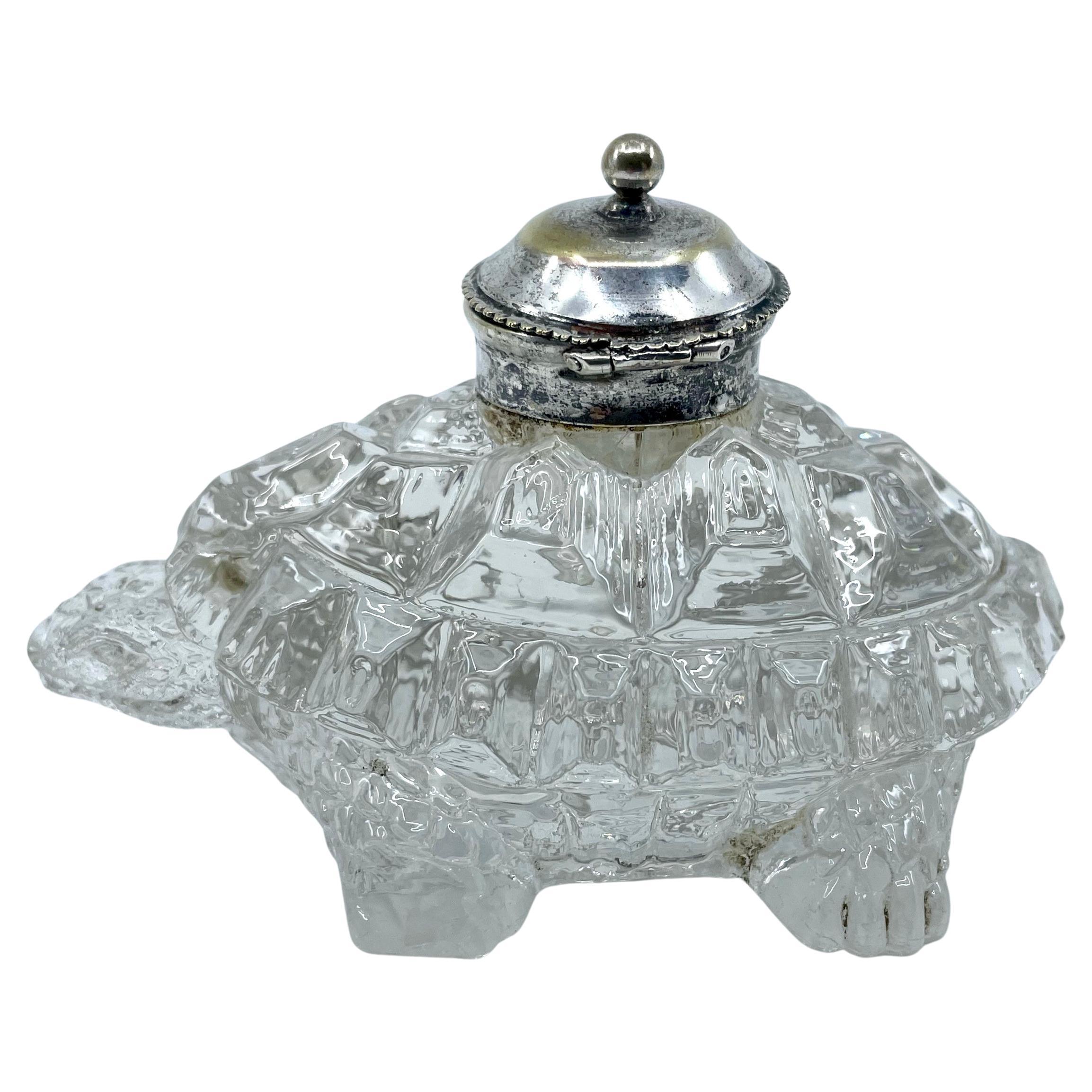 Cut Glass Tortoise Inkwell For Sale