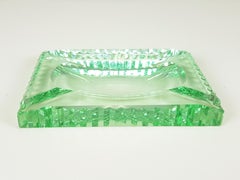 Cut Glass Zig Zag Shape 1950s Ashtrays in the Style of Fontana Arte