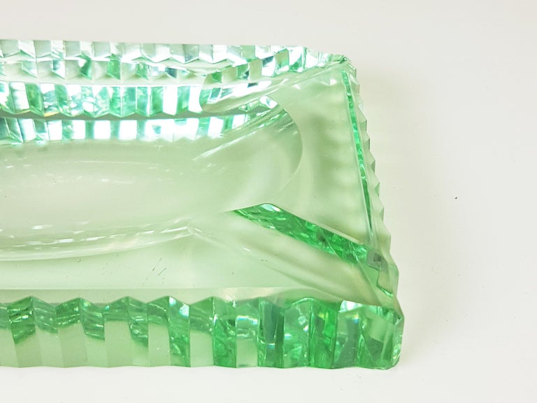 Cut Glass Zig Zag Shape 1950s Ashtrays in the Style of Fontana Arte For