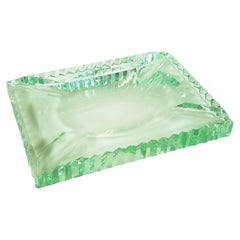 Cut Glass Zig Zag Shape 1950s Ashtrays in the Style of Fontana Arte