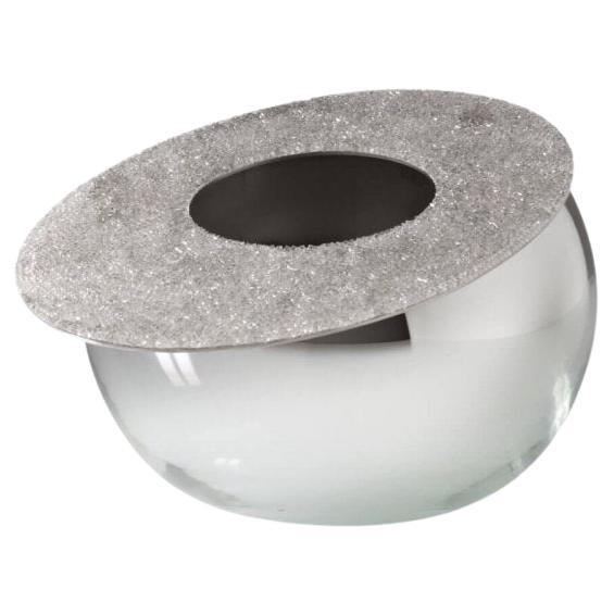 Modern Silvered Glass Vase with Swarovski Crystals For Sale
