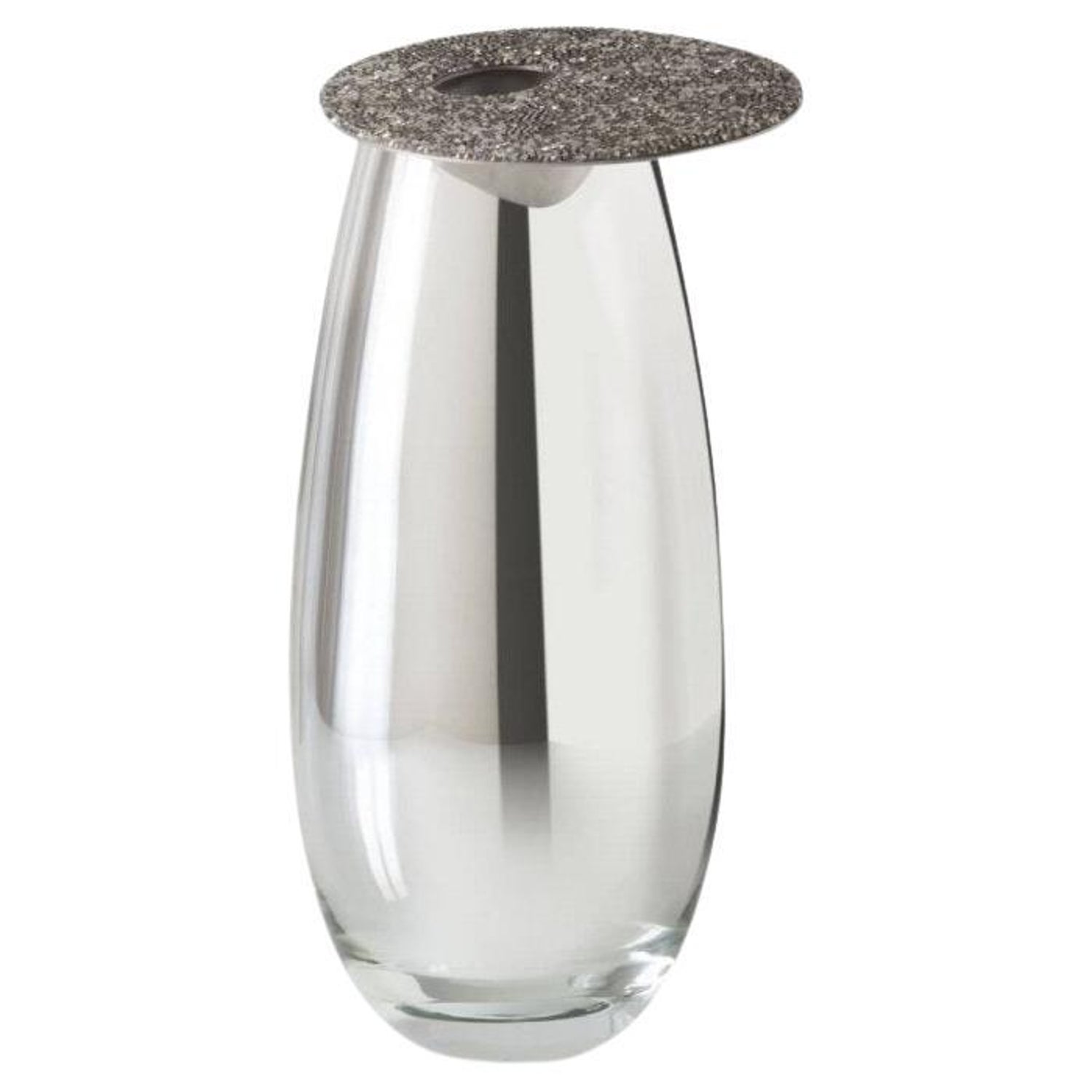 Modern Silvered Glass Vase with Swarovski Crystals For Sale at 1stDibs