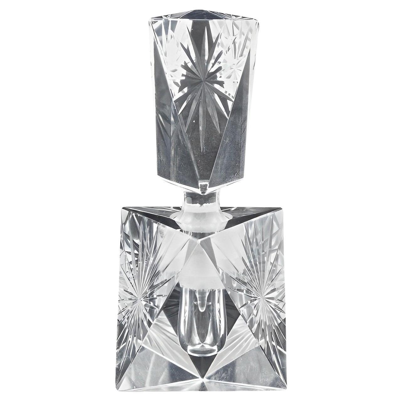Bottiglia per profumo in cristallo al piombo tagliato con design a stella, circa anni '50