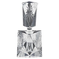Vintage Cut Lead Crystal Perfume Bottle with a Star Design circa 1950s