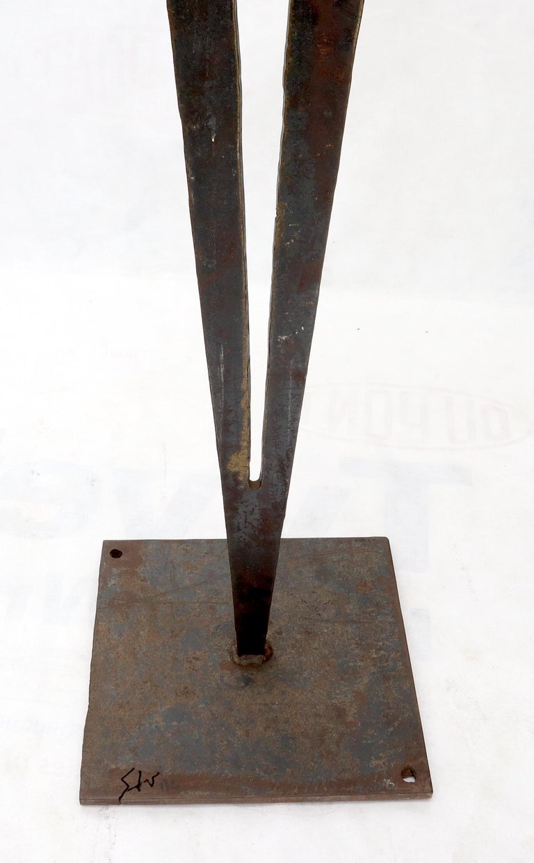 Steel Cut Metal Brutalist Modern Abstract Cat Standing Sculpture For Sale