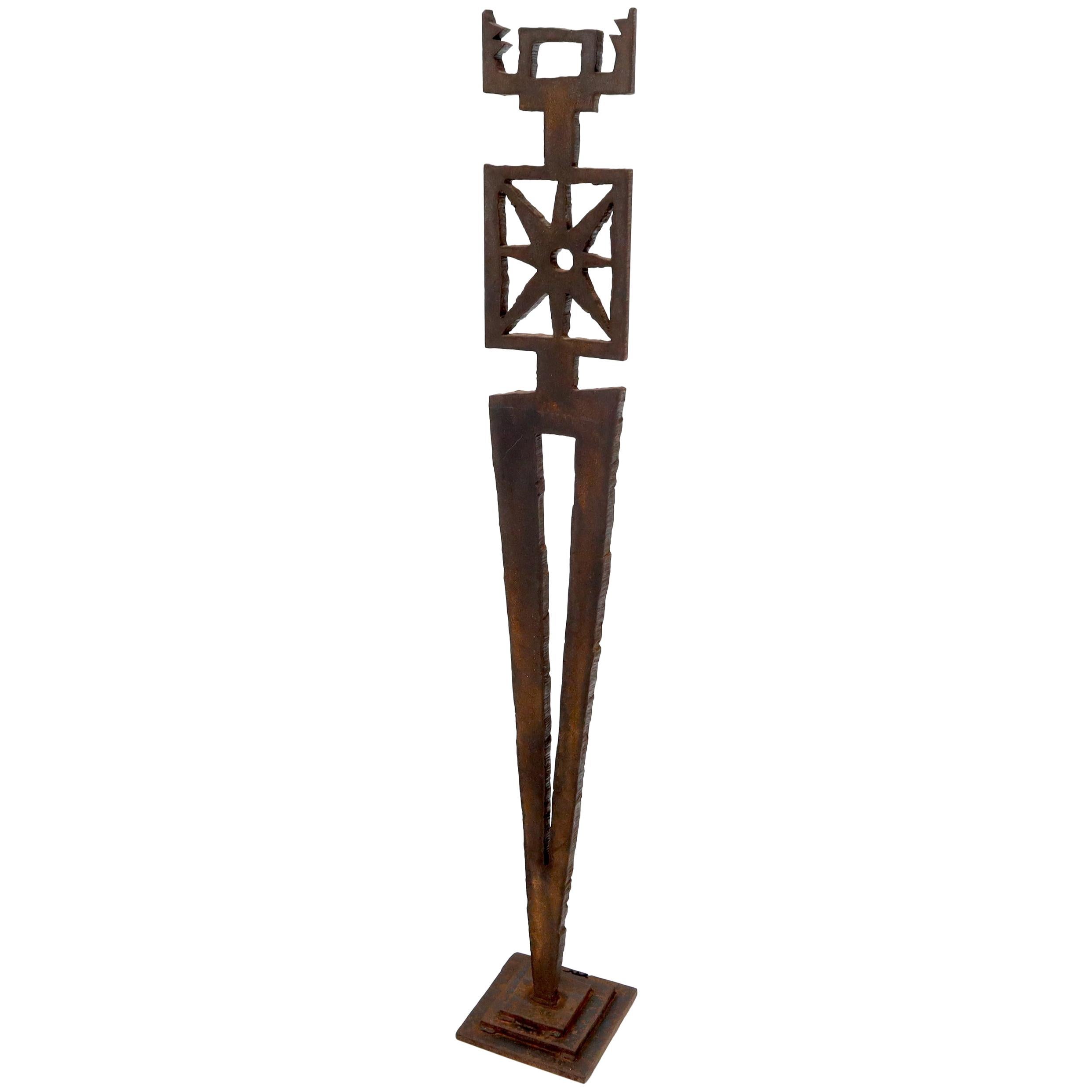 Cut Metal Brutalist Modern Abstract Cut Metal Standing Sculpture For Sale