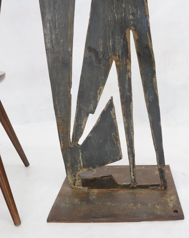 Cut Metal Brutalist Modern Abstract Standing Sculpture of a Cat For Sale 2