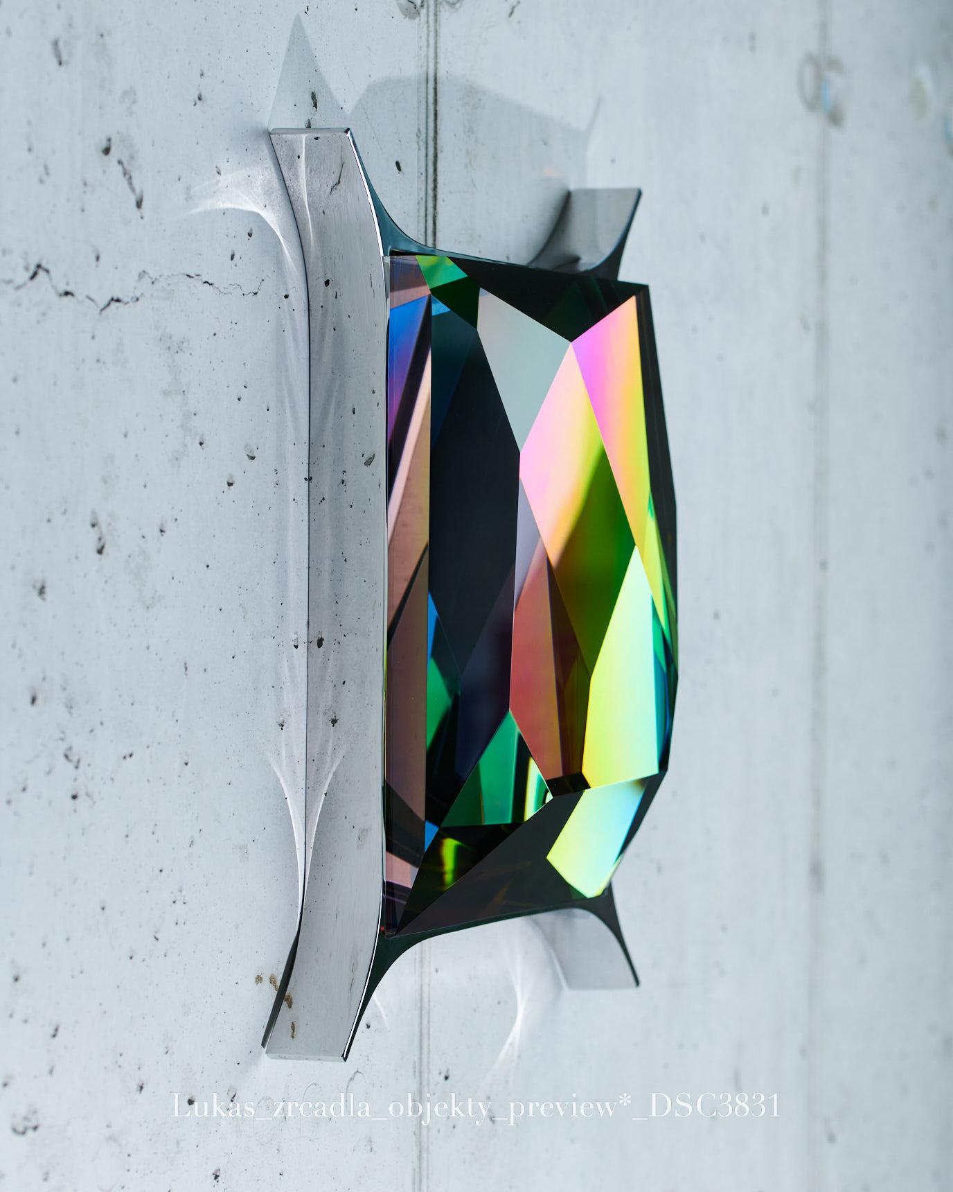 Modern Cut Optical Glass Wall Sculpture by Lukas Novak