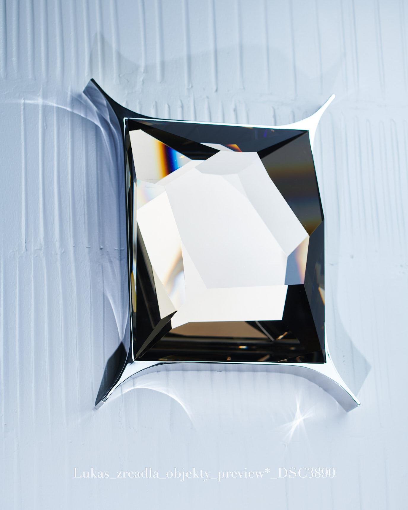 Contemporary Cut Optical Glass Wall Sculpture by Lukas Novak