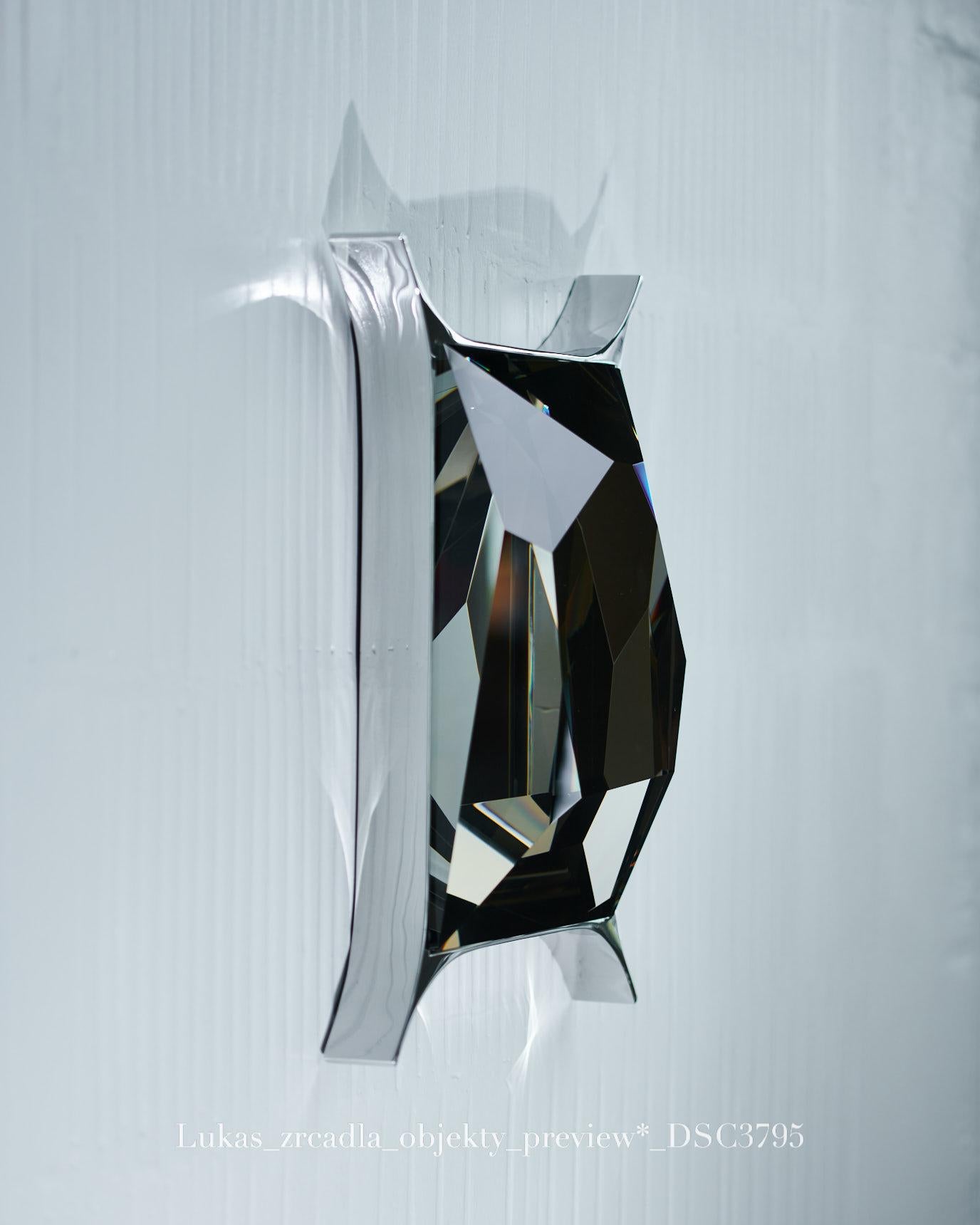 Steel Cut Optical Glass Wall Sculpture by Lukas Novak