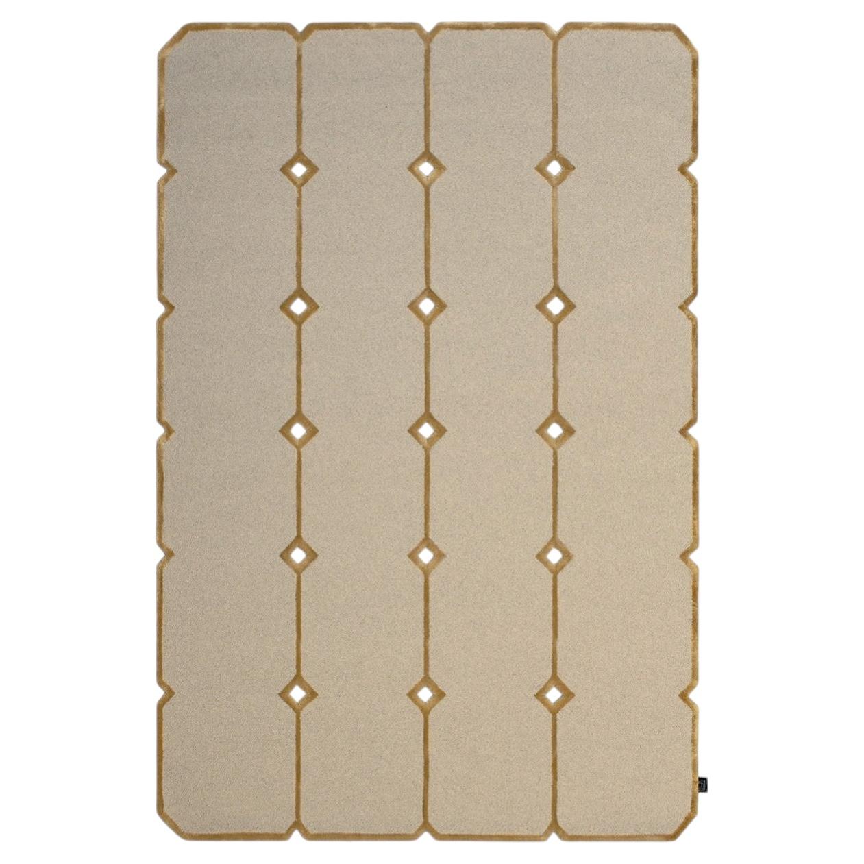 Teppich aus beiger neuseeländischer Wolle und Tencel mit Ausschnitten von Marcante-Testa im Angebot