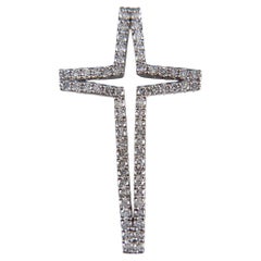 Cut Out Diamond Cross Pendant Necklace 18k White Gold
