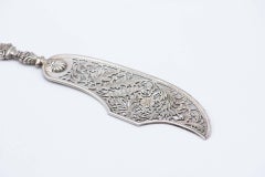 Cut-out silver fish knife with engraving on the blade