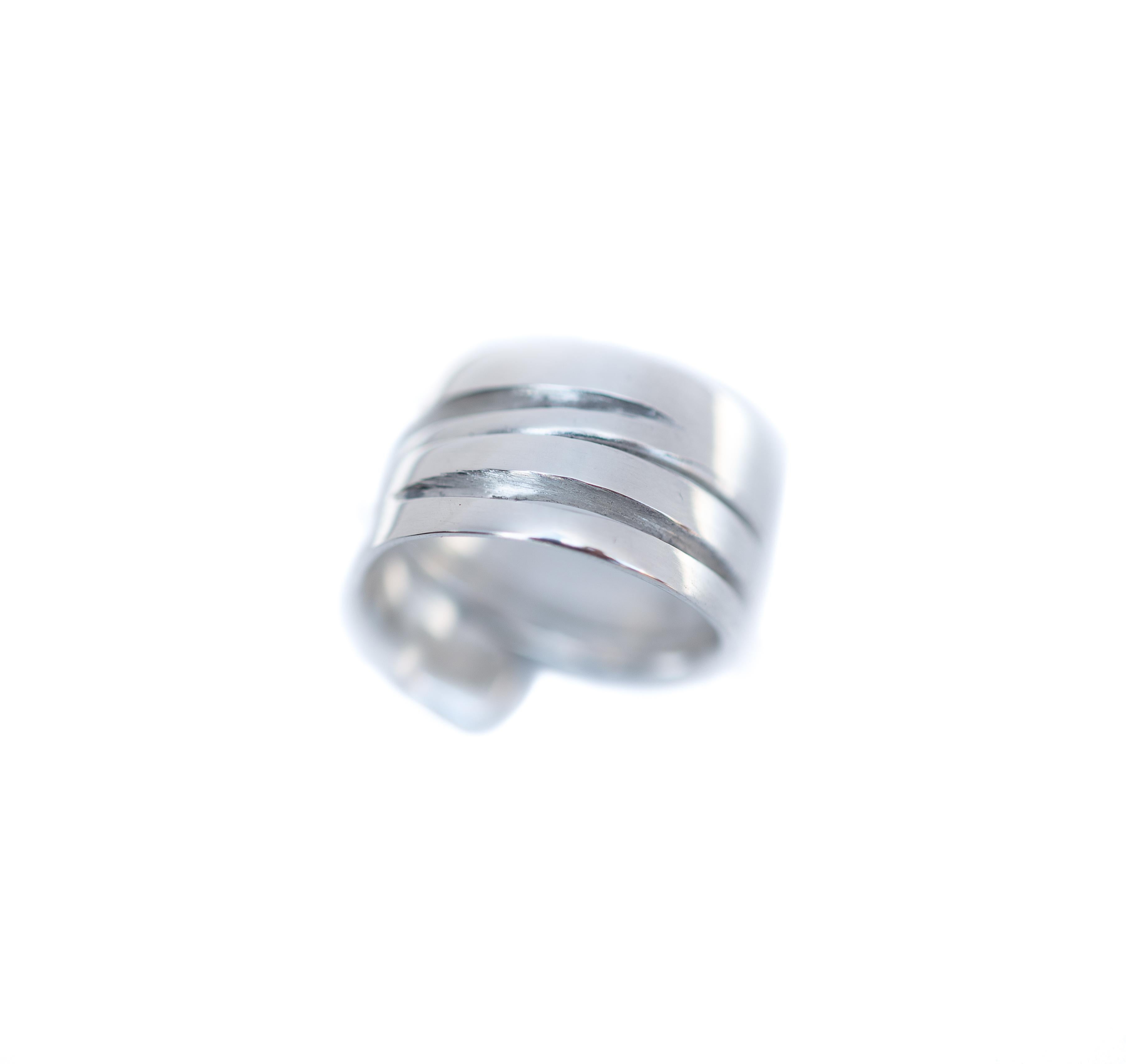 Artisan Cut Out Sterling Silver Atlantic Band Ring For Sale