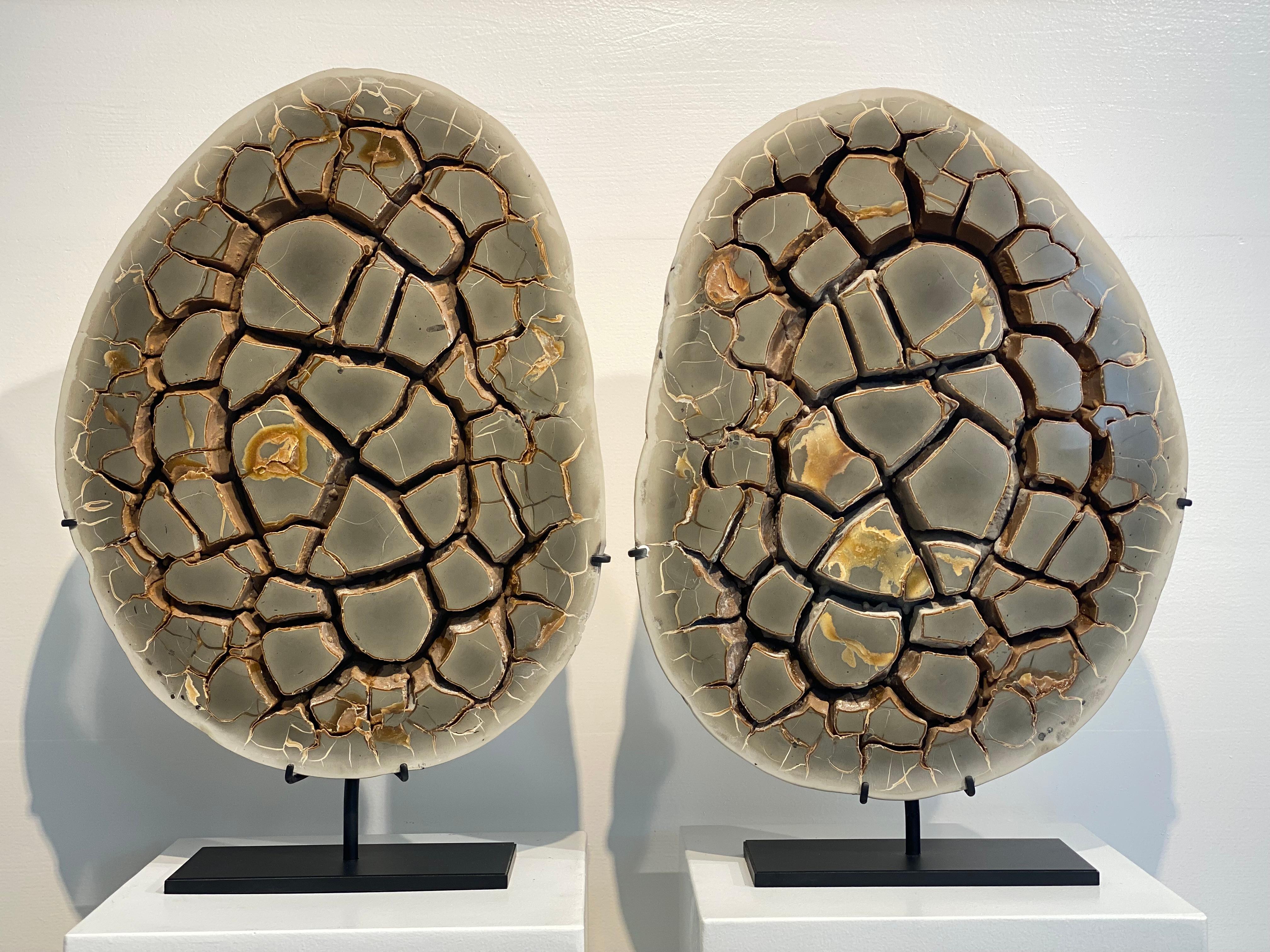 18th Century and Earlier Cut Septarian Nodule on stand