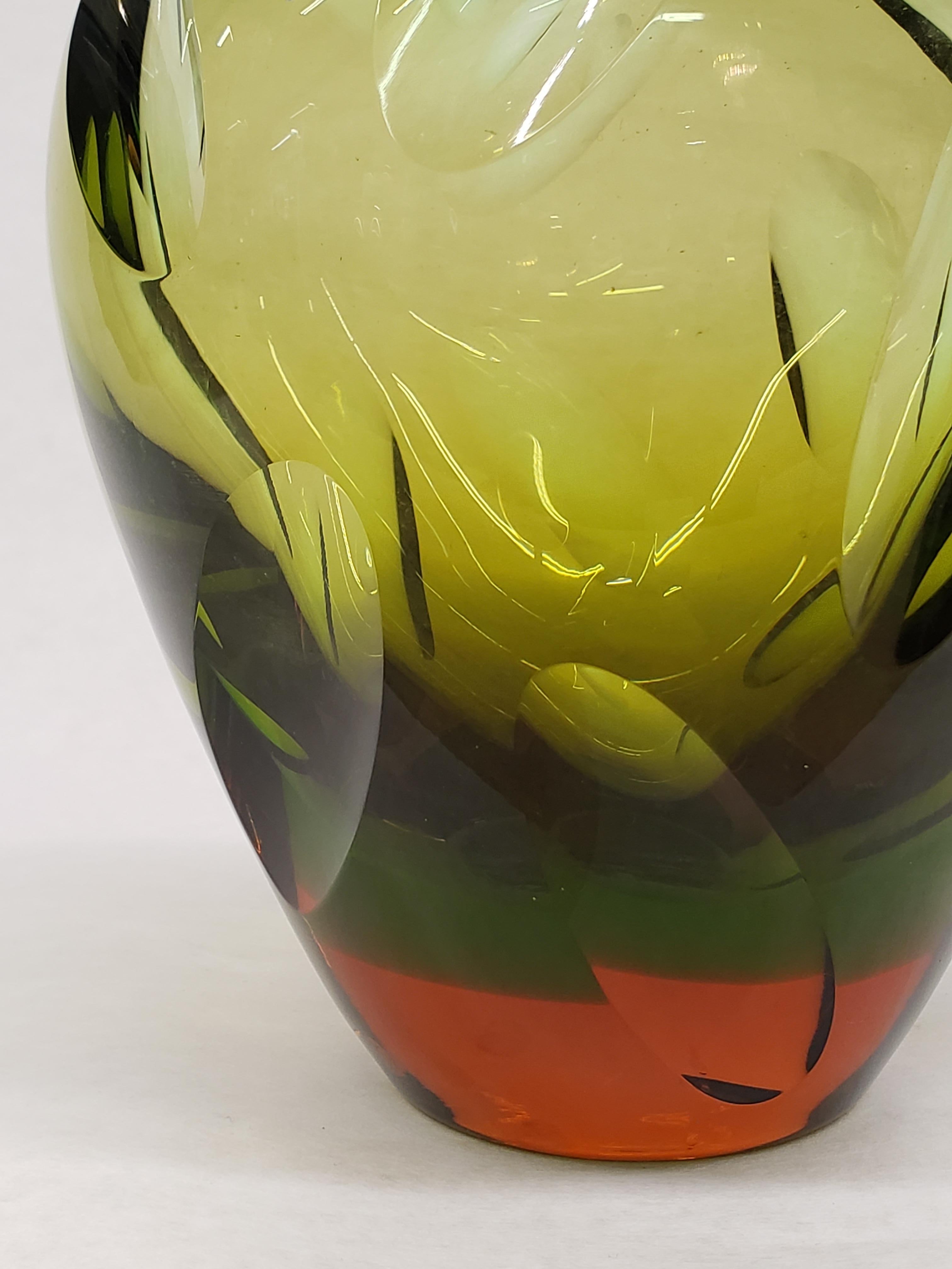 Italian Cut Sommerso Glass Vase by Flavio Poli, Murano
