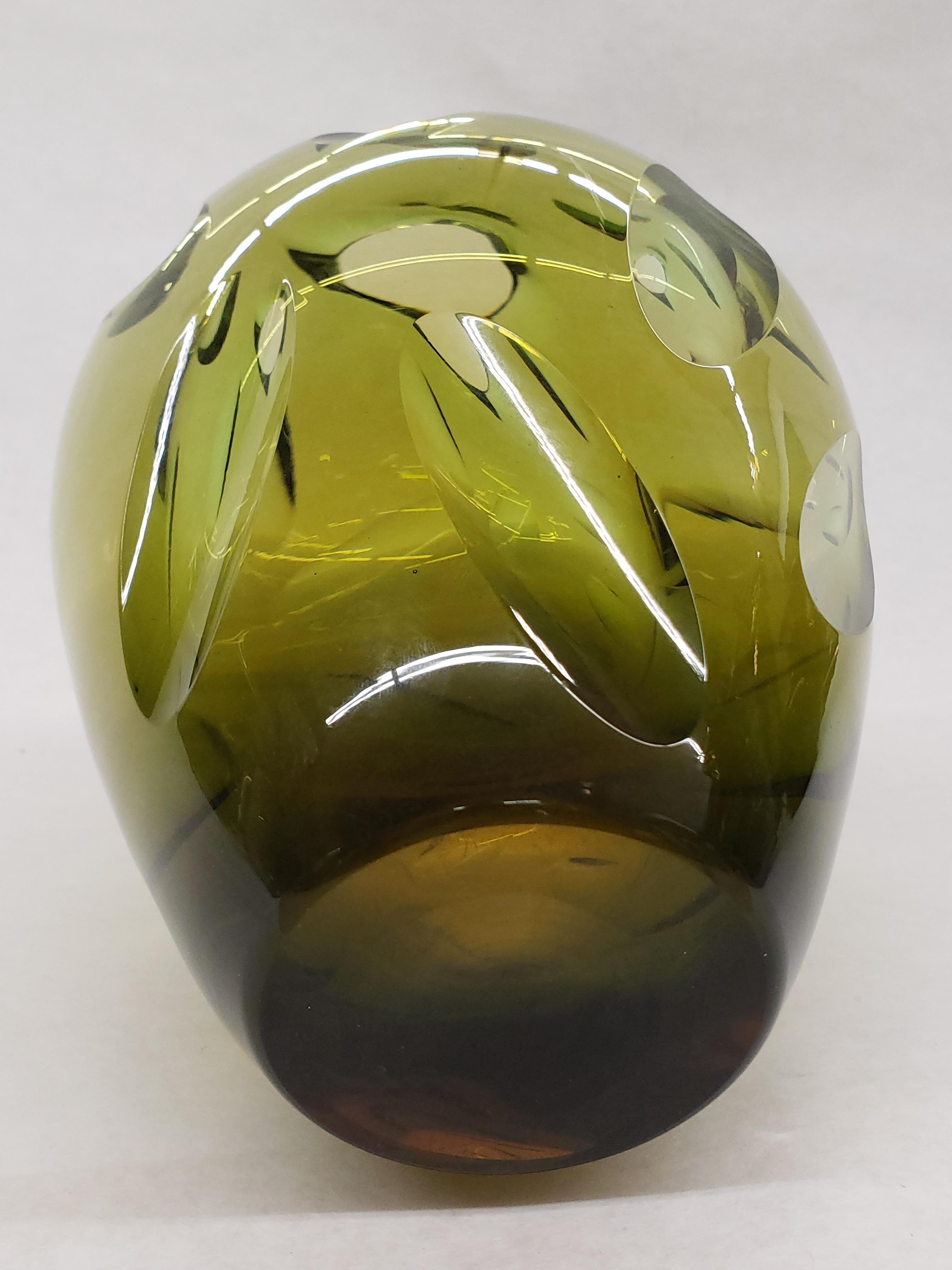 Cut Sommerso Glass Vase by Flavio Poli, Murano In Good Condition In Kilmarnock, VA