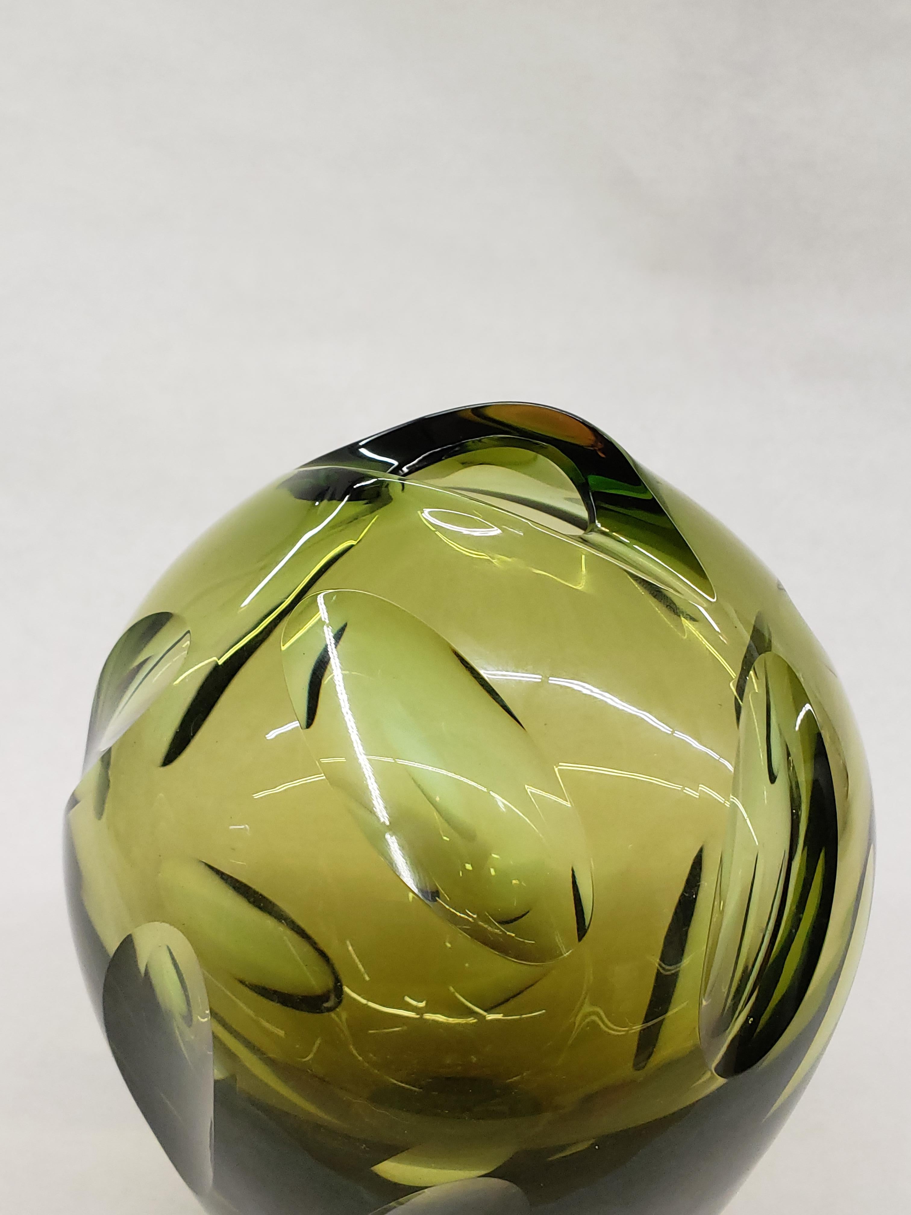 Mid-20th Century Cut Sommerso Glass Vase by Flavio Poli, Murano