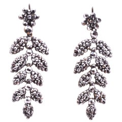 Cut Steel Leaf Form Earrings, circa 1830