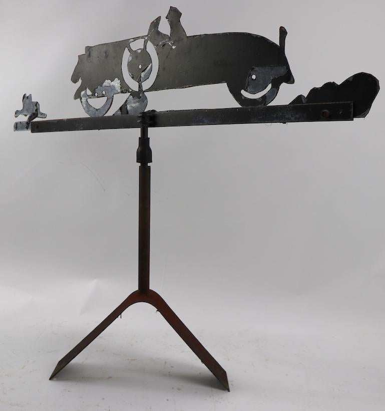 Cut Steel Weathervane with Automobile in Silhouette 4