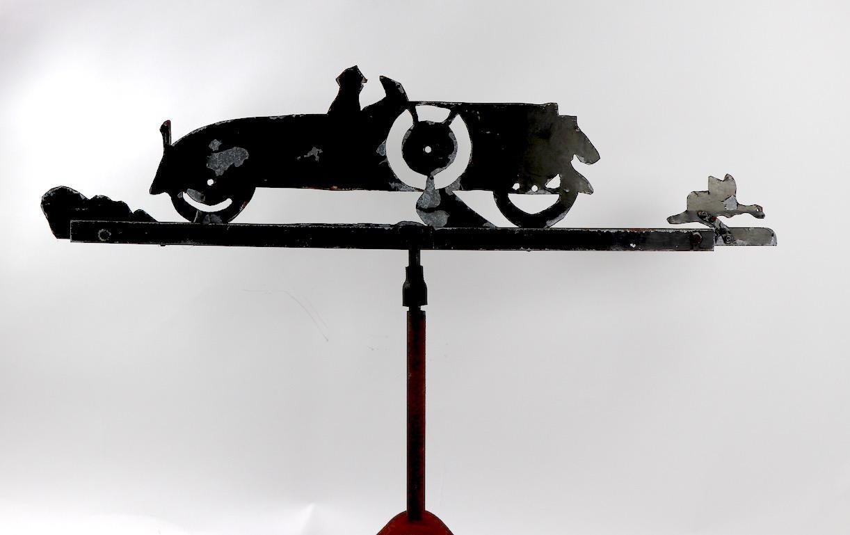 Cut Steel Weathervane with Automobile in Silhouette 10