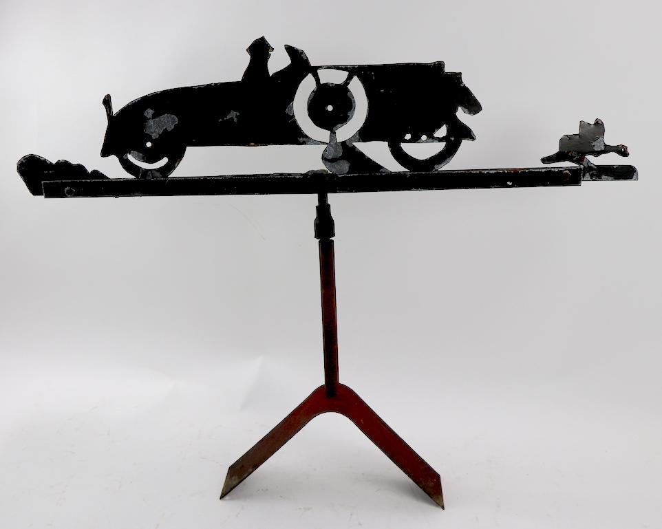 20th Century Cut Steel Weathervane with Automobile in Silhouette