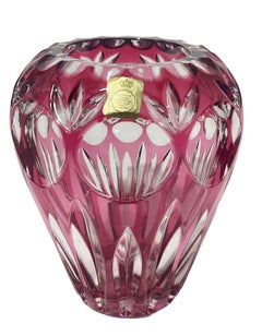 Cut to clear crystal vase and basket, Germany 1960s