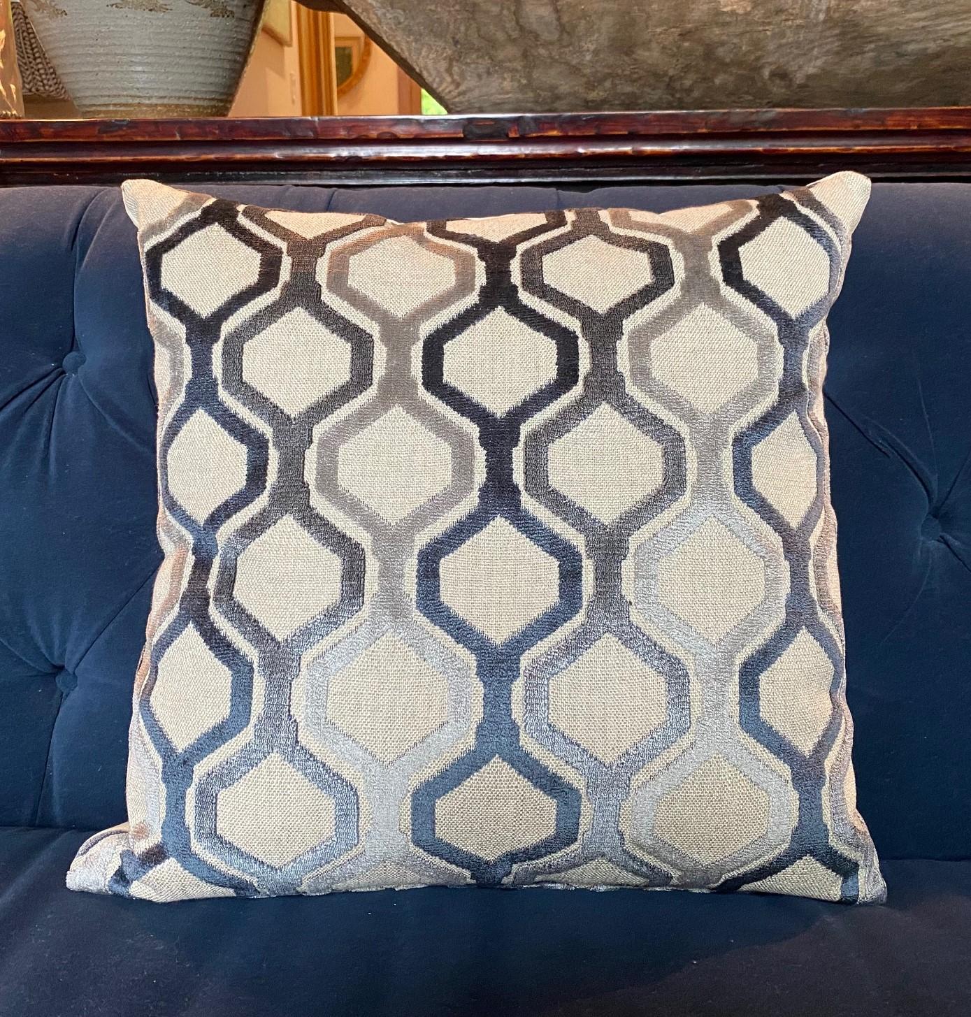 Cut Velvet Geometric Pillow For Sale 4