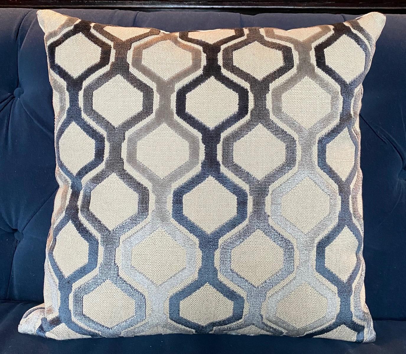 American Cut Velvet Geometric Pillow For Sale