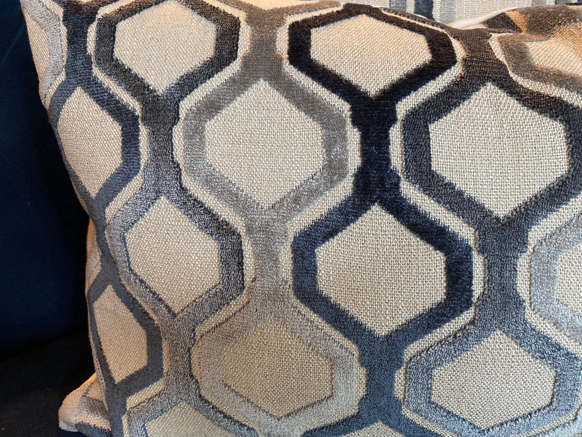 Textile Cut Velvet Geometric Pillow For Sale