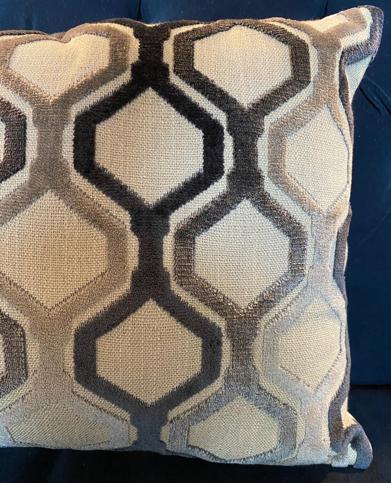 Cut Velvet Geometric Pillow For Sale 1