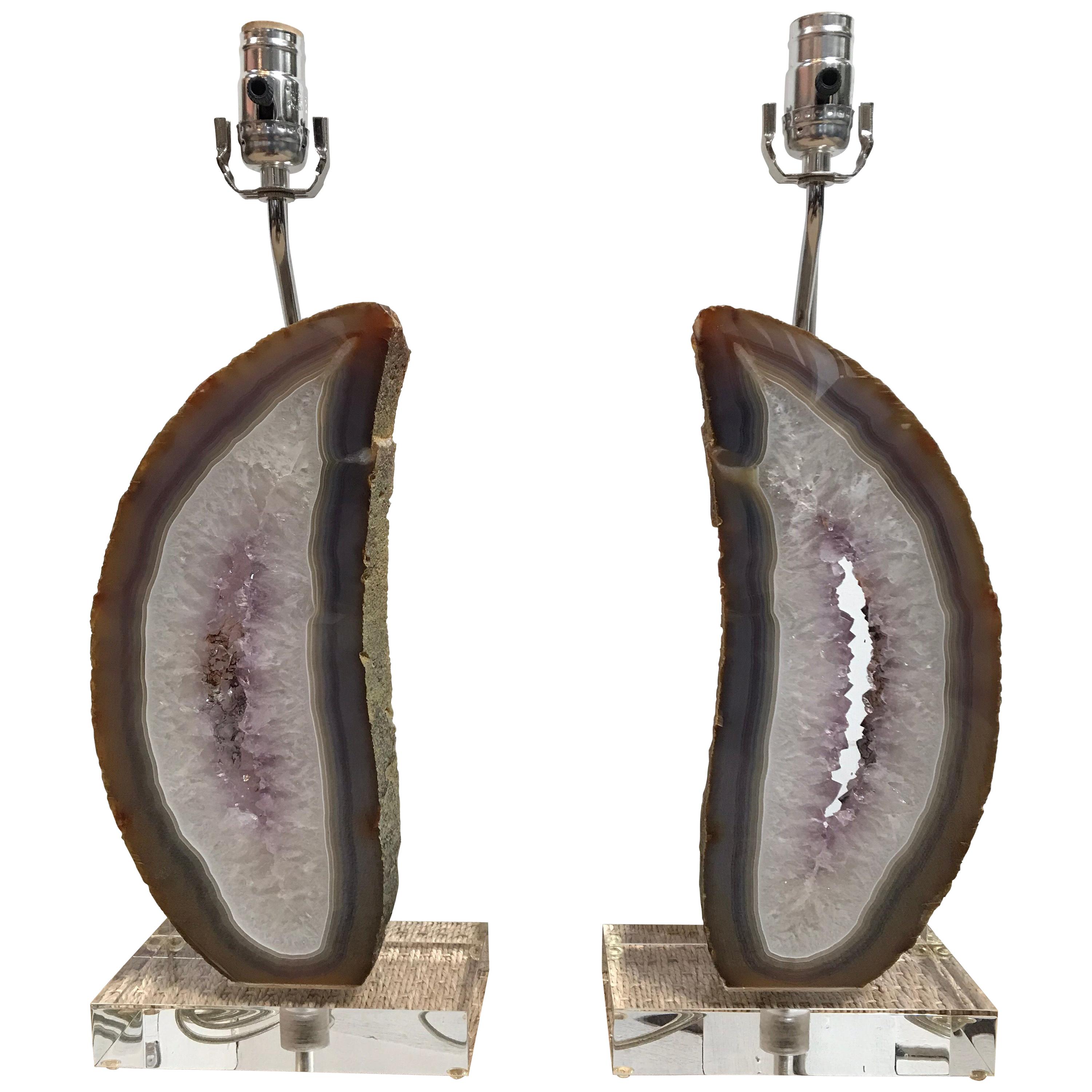 Cutaway Agate Rock 'Lung' Lamps