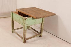 Cute 19th Century European Side Table with Sliding Top and Original Paint
