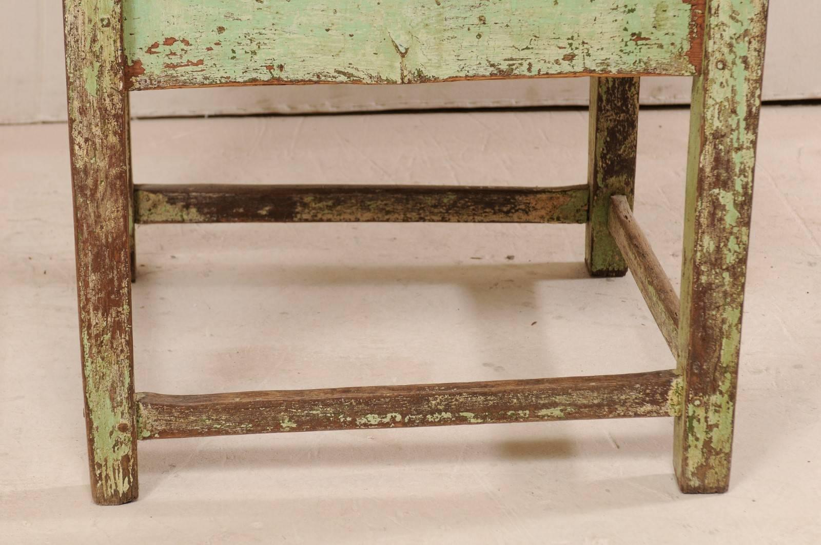 Wood Cute 19th Century European Side Table with Sliding Top and Original Paint For Sale