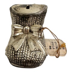 Cute Baby Shoe Silver Plated Metal Money Box Piggy Bank, Vintage, 1960s