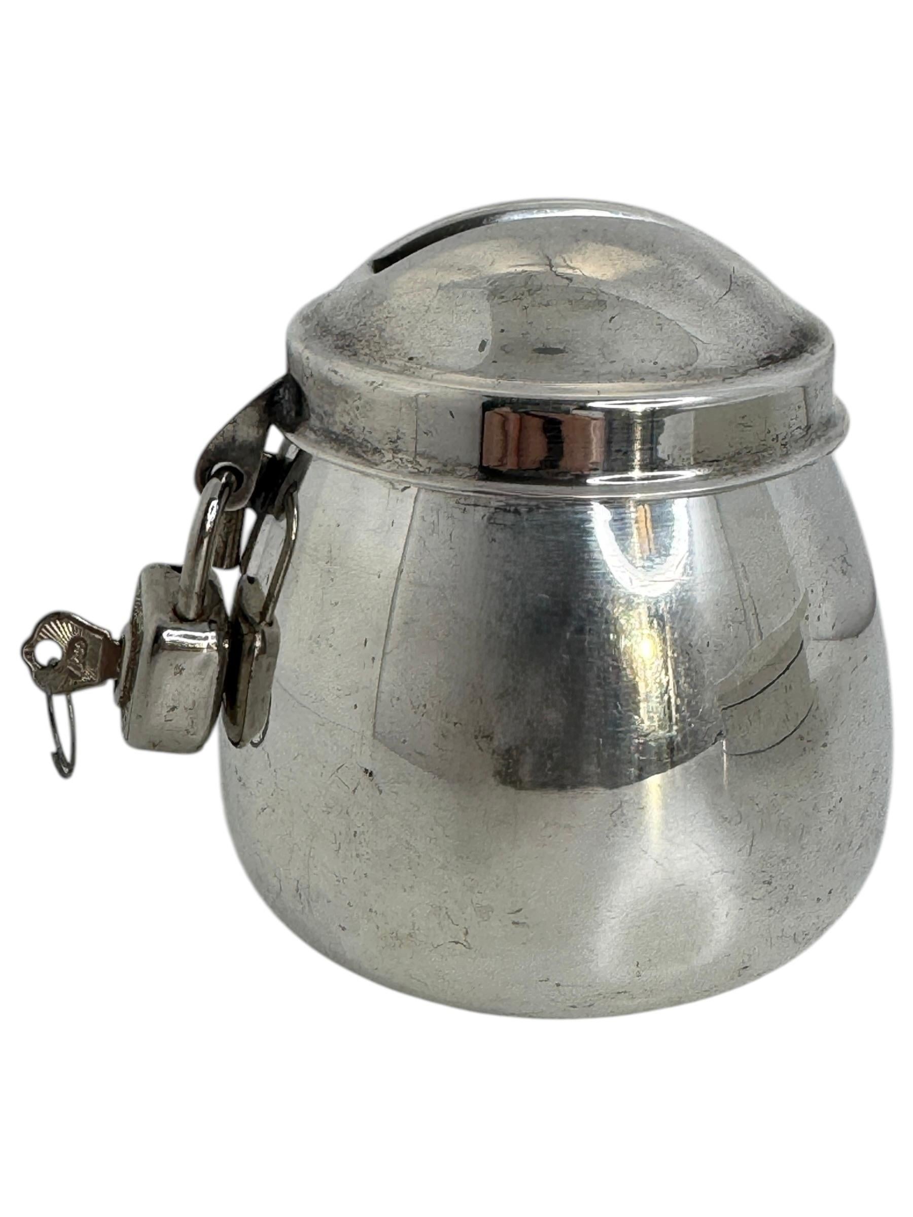 Cute Bambi Children Silver plate Money Box Piggy Bank, Vintage German 1950s In Good Condition For Sale In Nuernberg, DE
