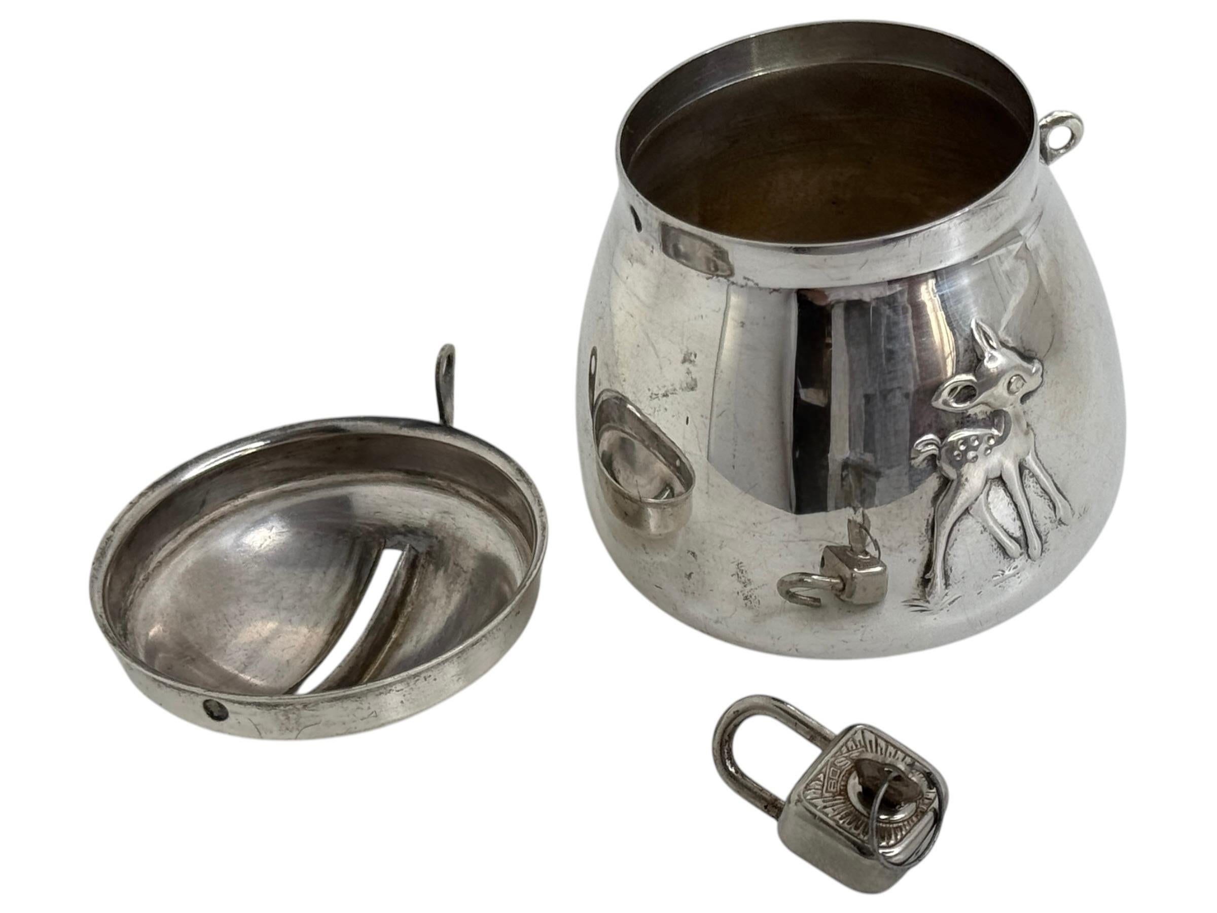 Cute Bambi Children Silver plate Money Box Piggy Bank, Vintage German 1950s For Sale 1