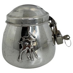 Simpática hucha de plata para niños Bambi, Vintage alemán años 50