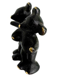 Cute Bronze Bear Couple Miniature Figurine, Walter Bosse Austria, 1950s