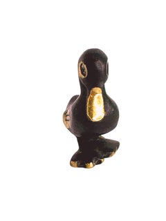 Cute Bronze Duck Figurine, Herta Baller Austria, 1950s