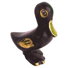 Cute Bronze Duck Figurine, Herta Baller Austria, 1950s