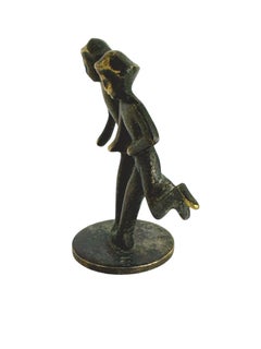Cute Bronze Twins Couple Figurine, Richard Rohac, Austria, 1950s